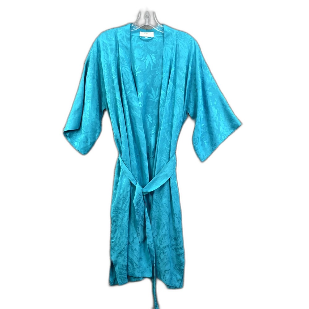 Dynasty Satin Kimono Robe Women Small Floral Loungewear Sleepwear Preppy Classic